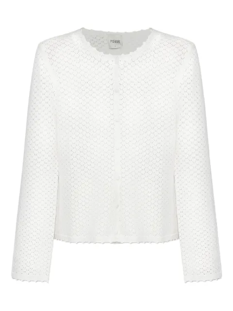 Posse crochet-detail buttoned cardigan