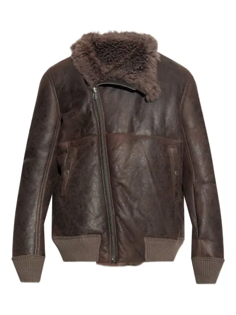 Rick Owens shearling-collared zip-front jacket