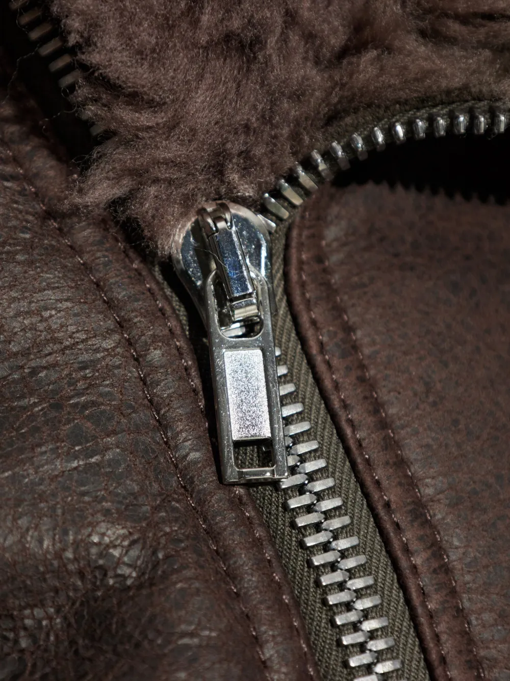 Rick Owens shearling-collared zip-front jacket Bruin