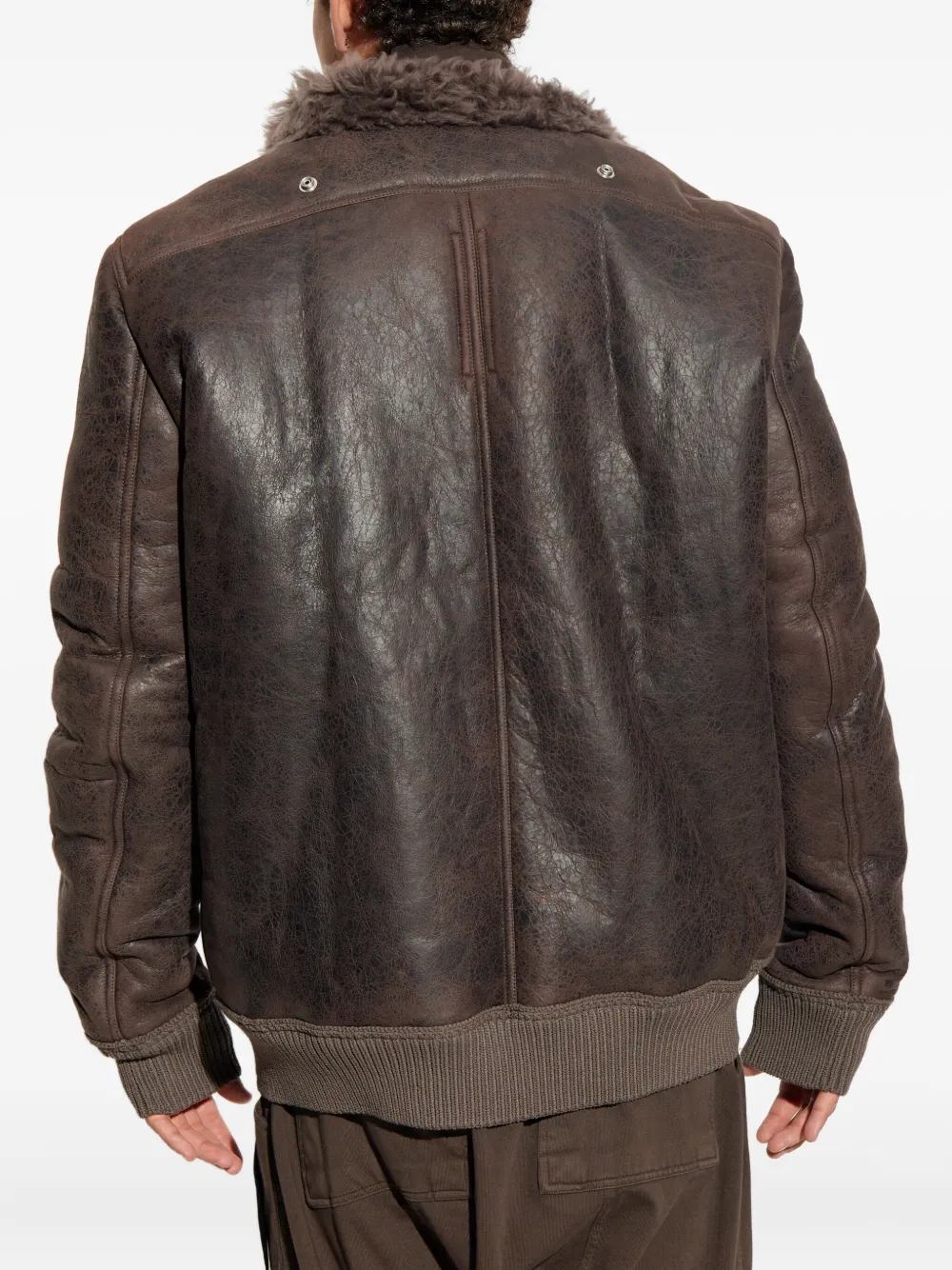 Rick Owens shearling-collared zip-front jacket Bruin