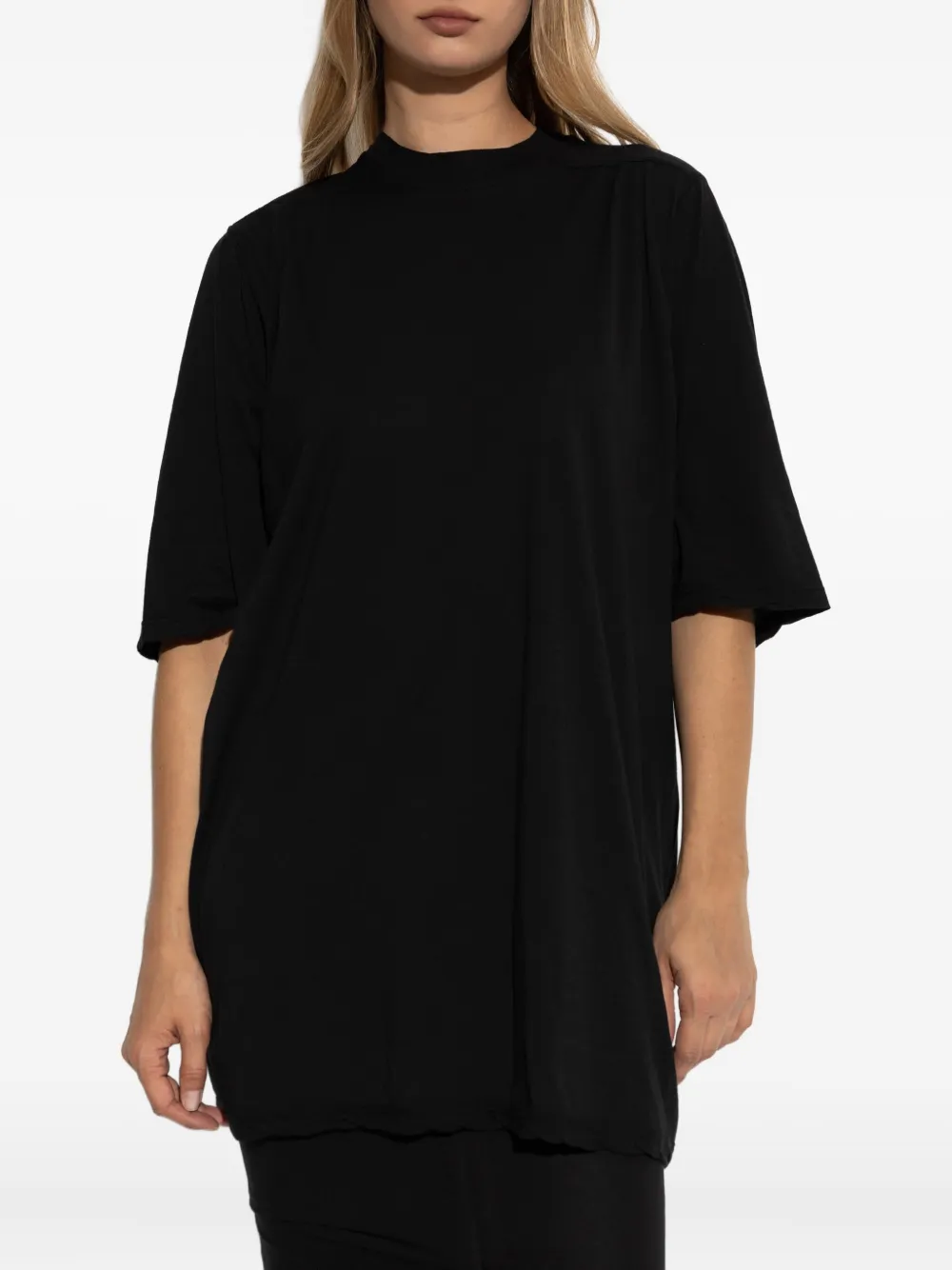 Rick Owens Drkshdw Short-sleeve Draped-hemline Top In Black