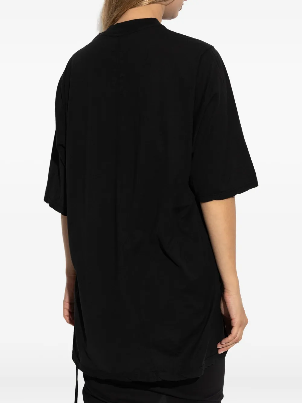 Rick Owens Drkshdw Short-sleeve Draped-hemline Top In Black