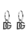 Dolce & Gabbana hoop black-crystal logo earrings - Silver
