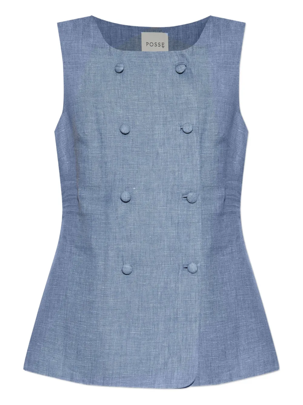 Posse Double-breasted Sleeveless Waistcoat In Blue