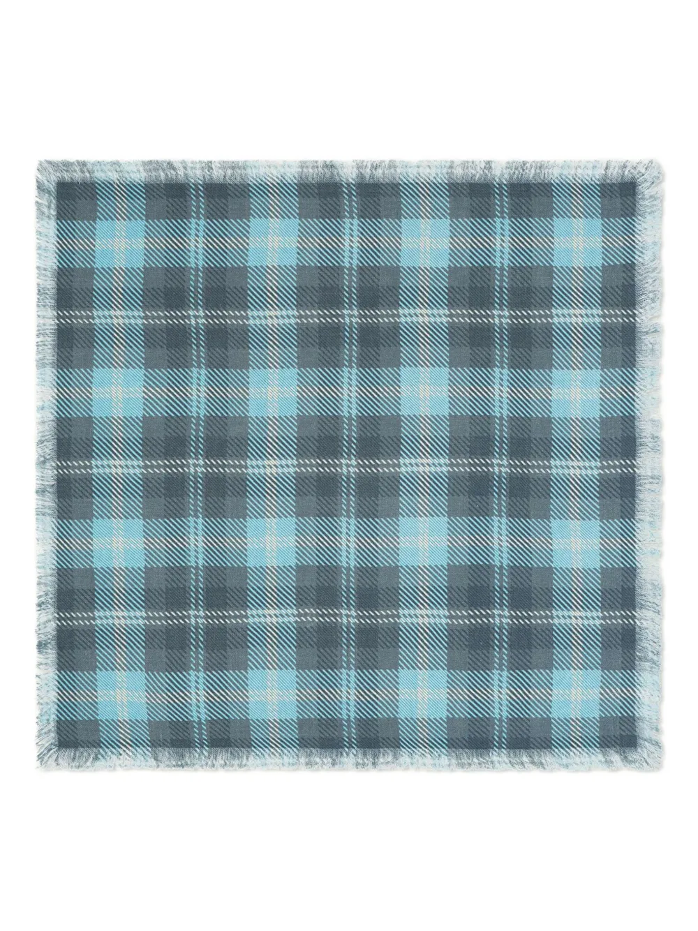 Eric Bompard checked fringed scarf | Blue | Image 1