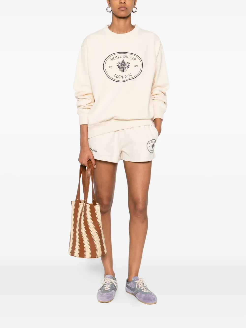 Sporty & Rich Sweater met wapenschildprint Beige