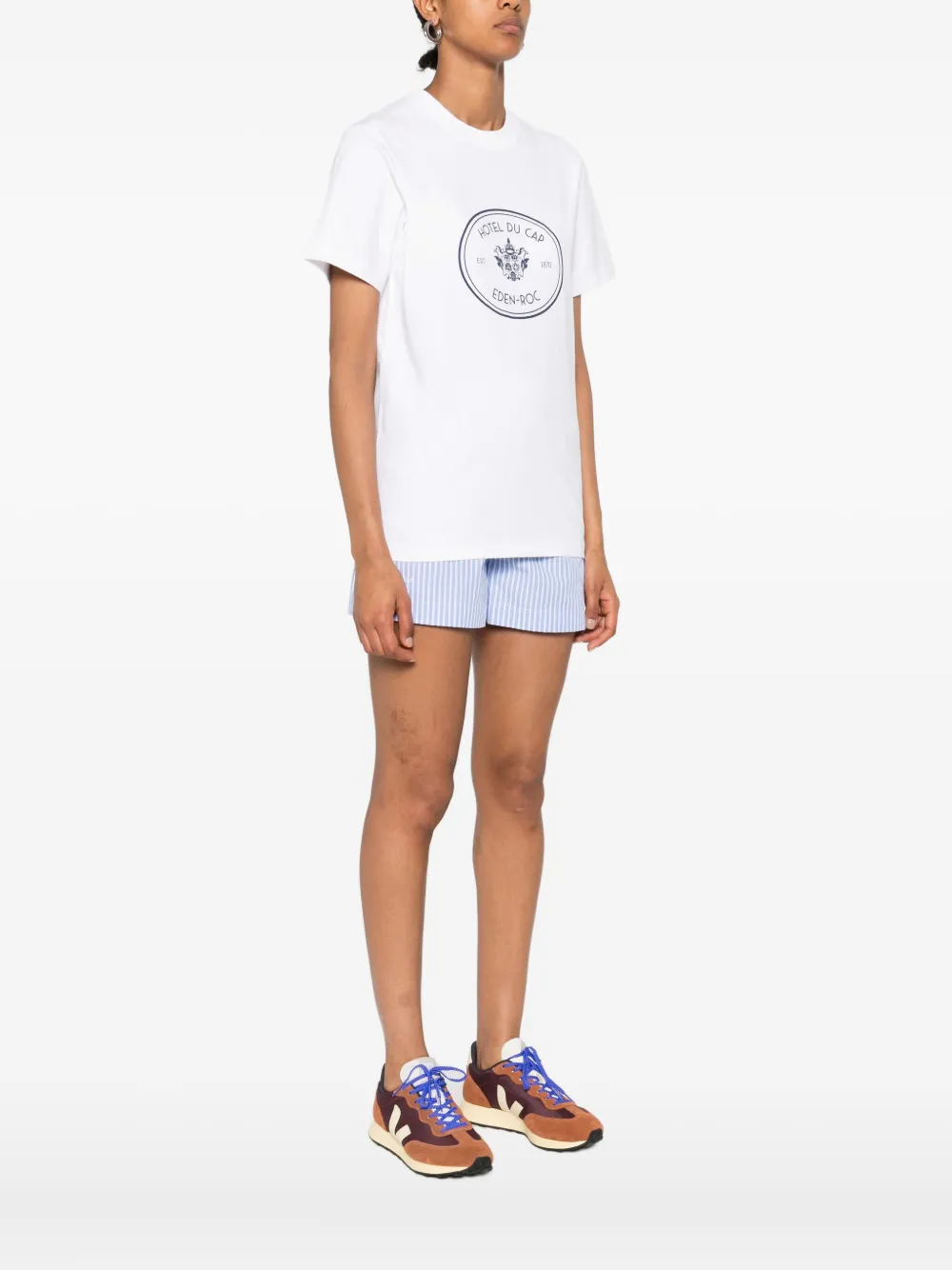 Sporty & Rich Eden Roc T-shirt met wapenschild Wit
