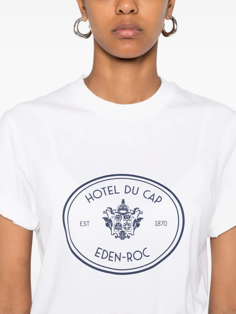 Sporty & Rich Eden Roc T-shirt met wapenschild Wit