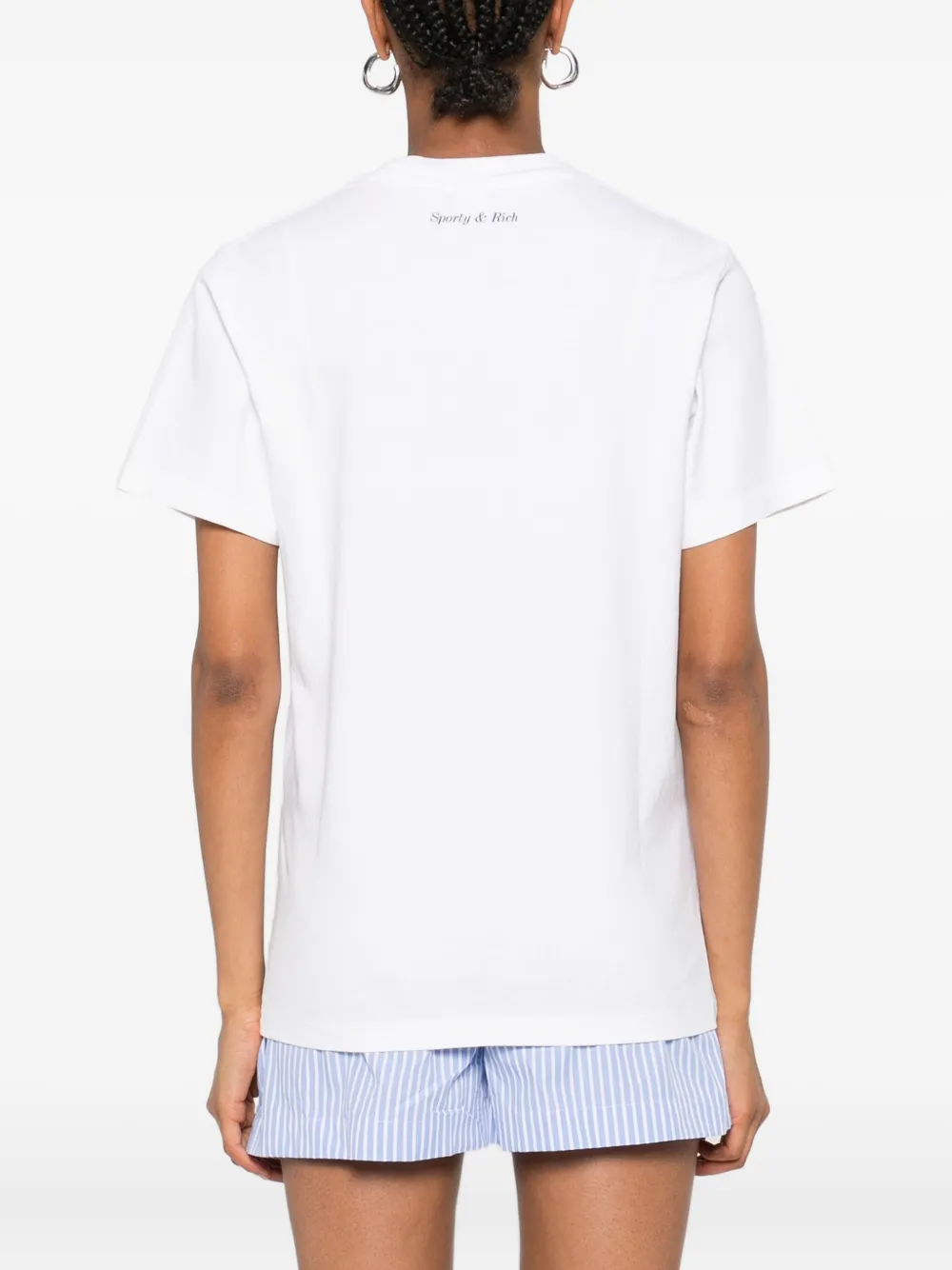 Sporty & Rich Eden Roc T-shirt met wapenschild Wit