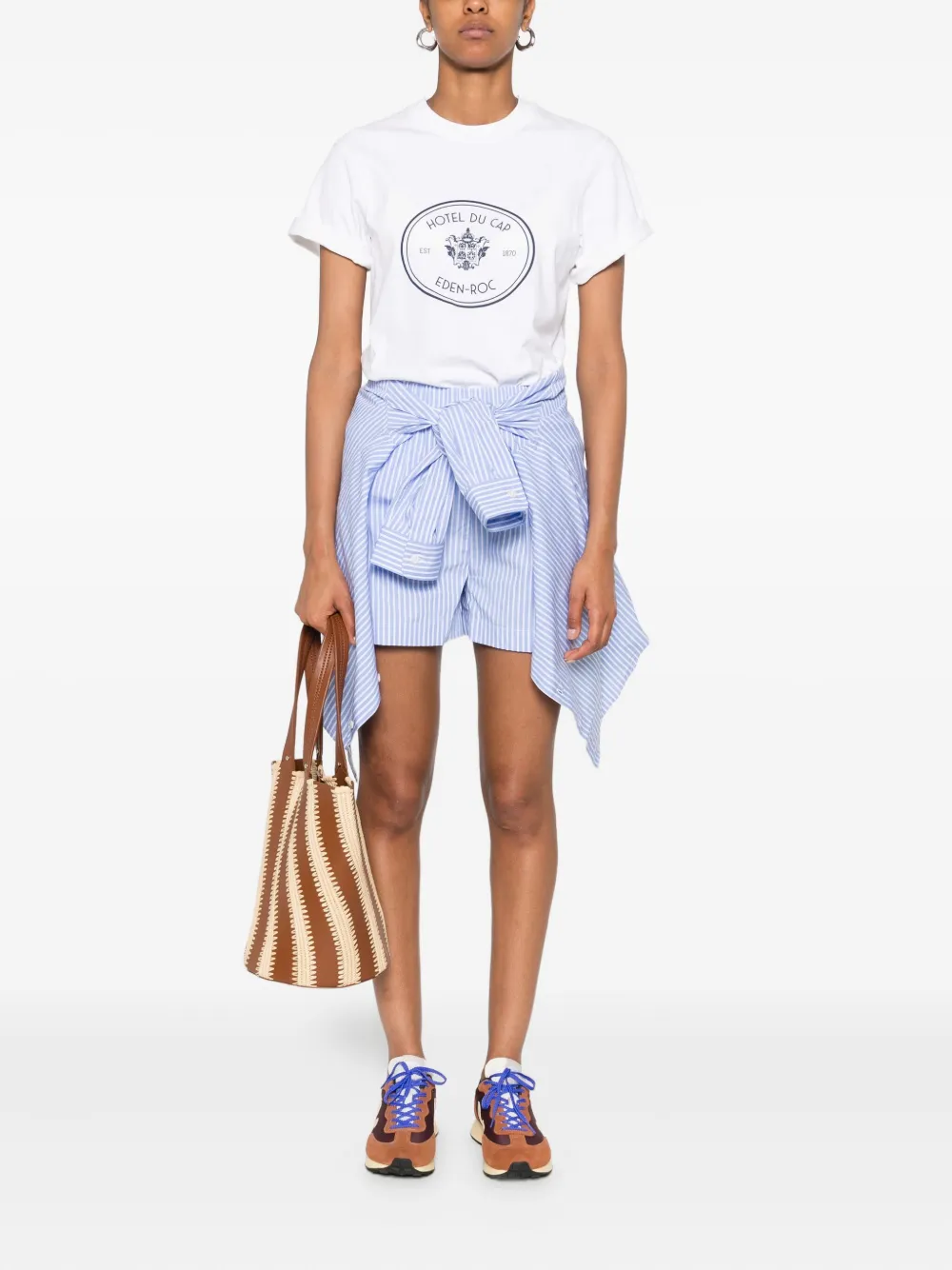 Sporty & Rich Eden Roc T-shirt met wapenschild Wit