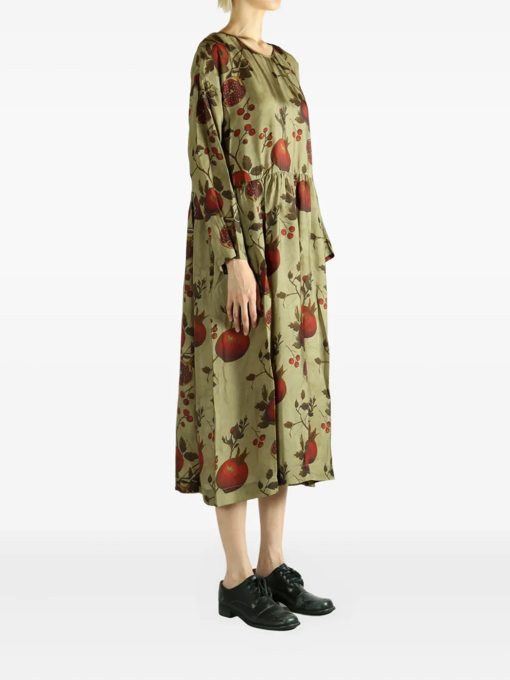 Uma Wang pomegranate-print midi dress Groen