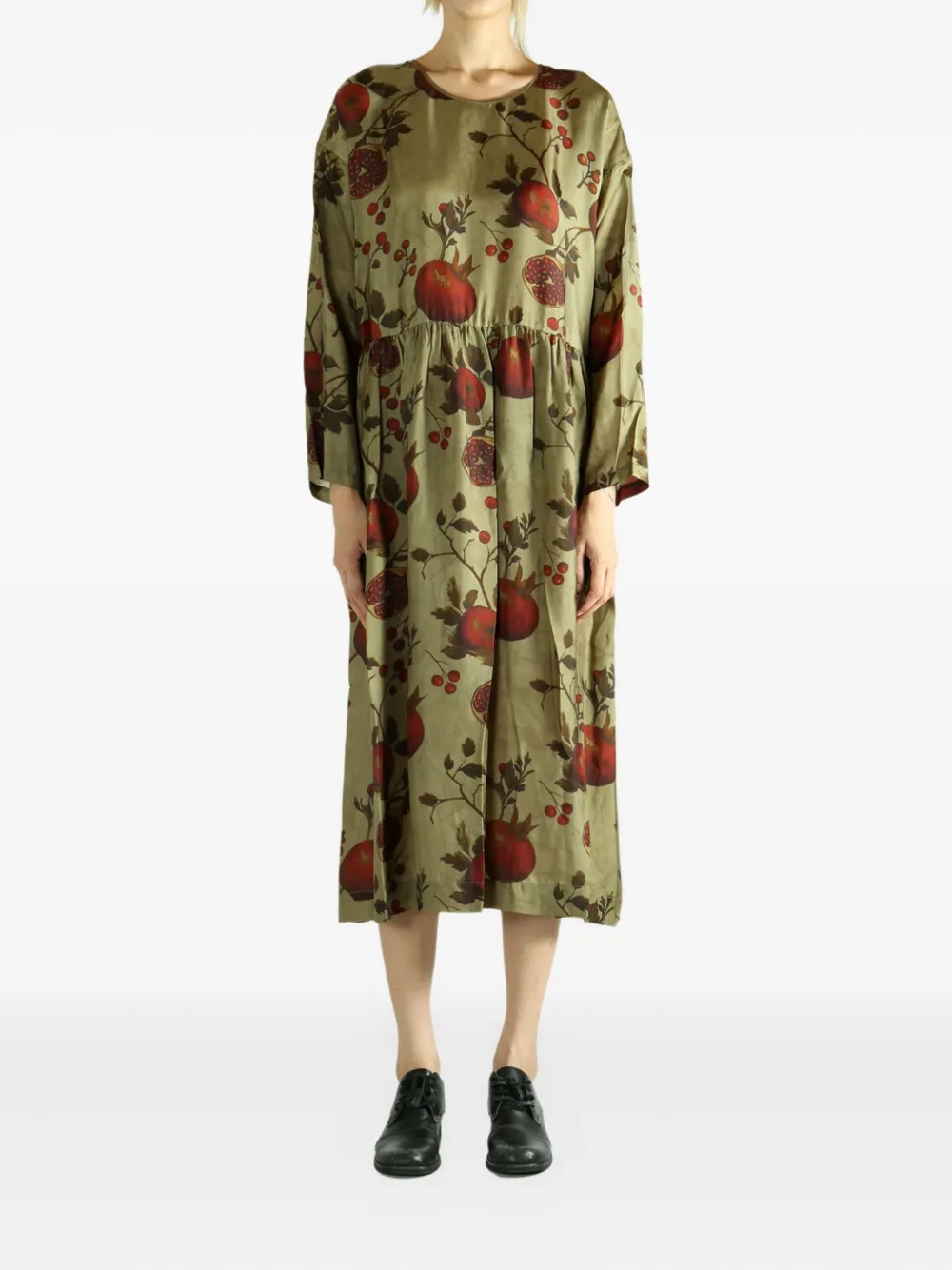 Uma Wang pomegranate-print midi dress Groen