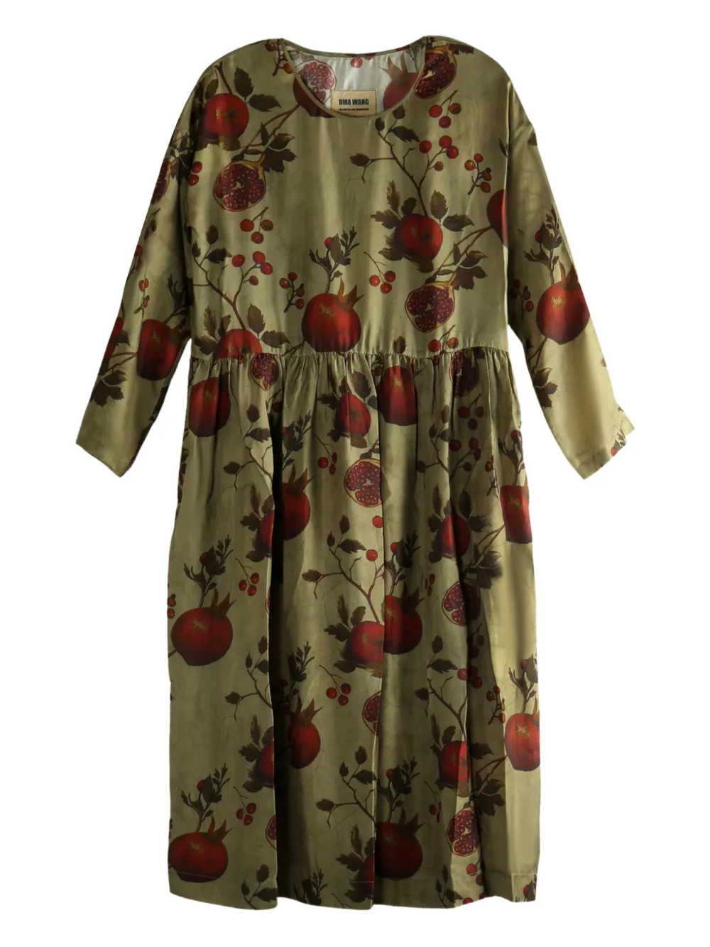 Uma Wang pomegranate-print midi dress Groen