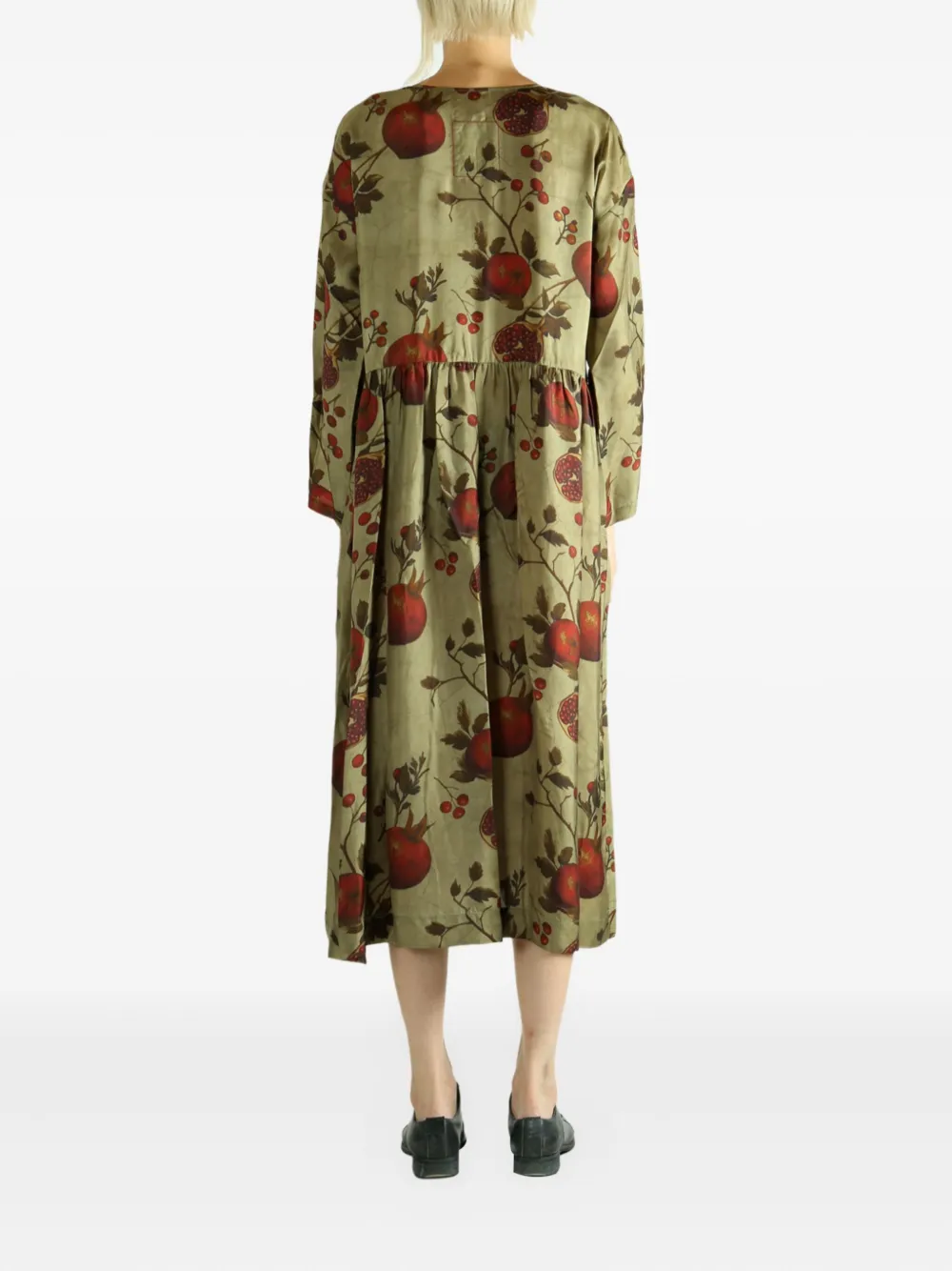 Uma Wang pomegranate-print midi dress Groen