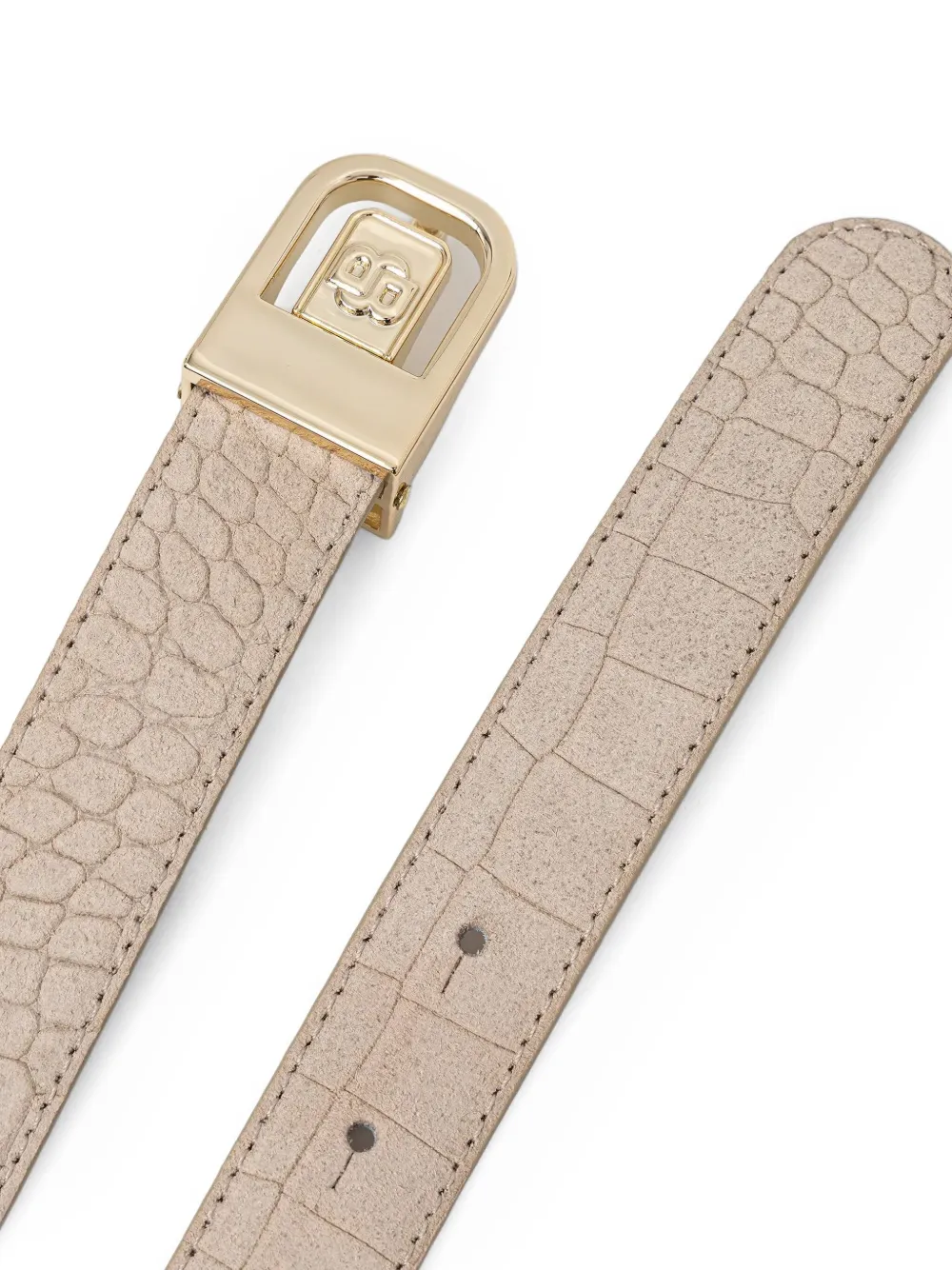 BOSS Riem met krokodillen-reliëf - Beige