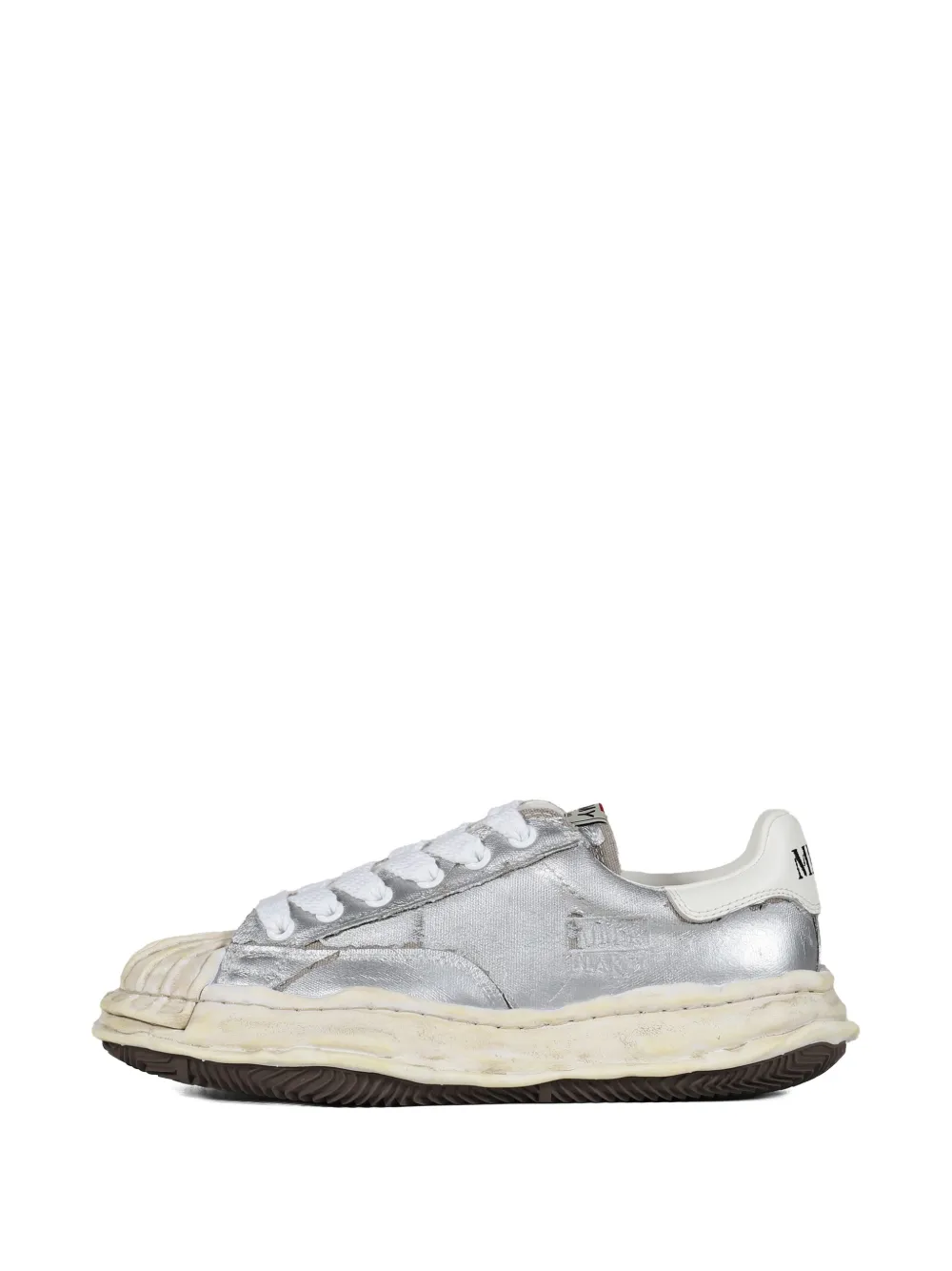 Maison MIHARA YASUHIRO Blakey distressed-leather lace-up sneakers Grey