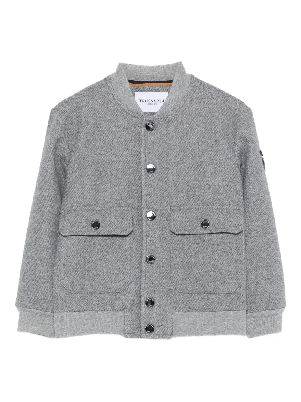 Trussardi Junior Textured Pocket Bomber Jacket In Gray