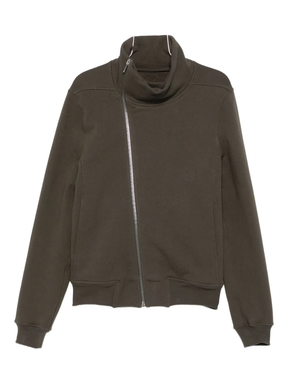 Rick Owens High-neck Zip-front Jacket In Green