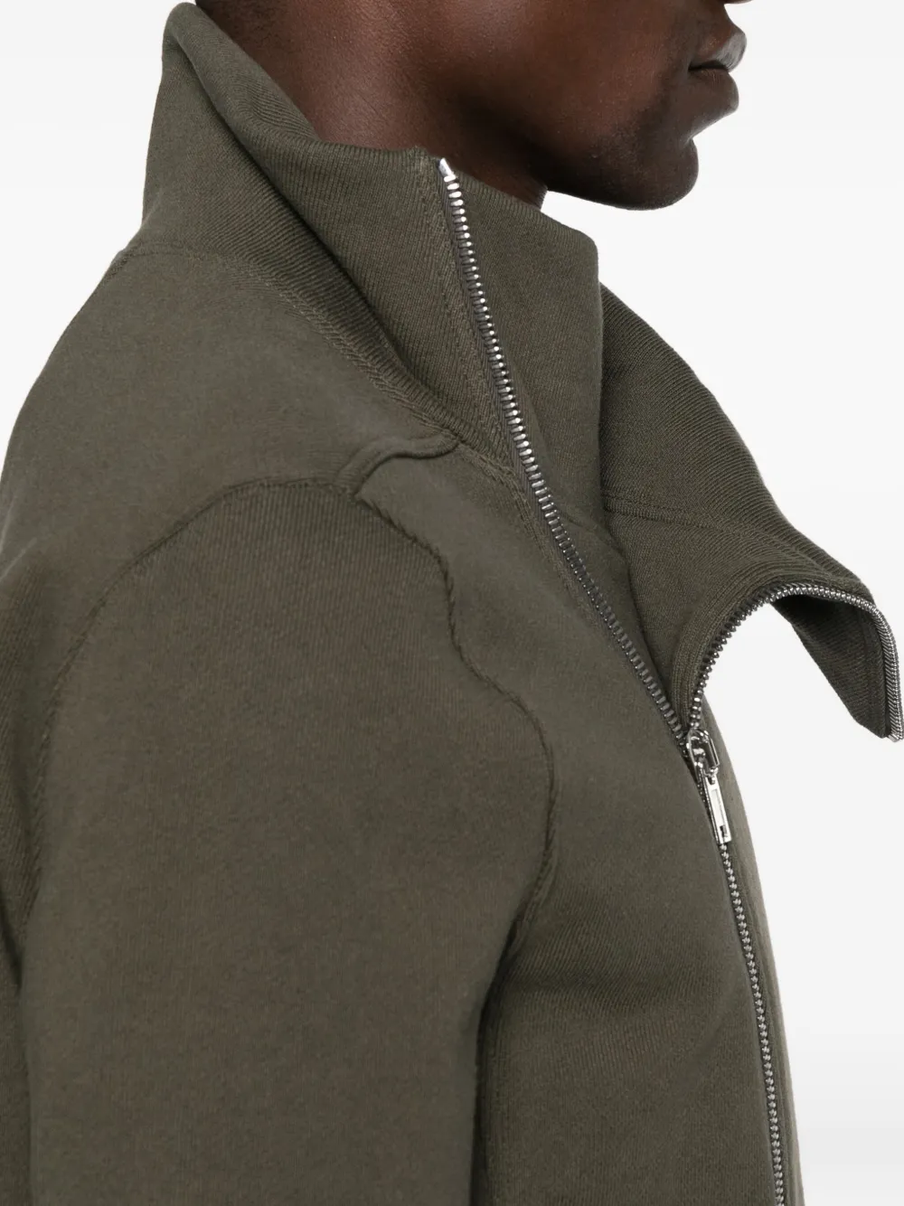 Rick Owens High-neck Zip-front Jacket In Green
