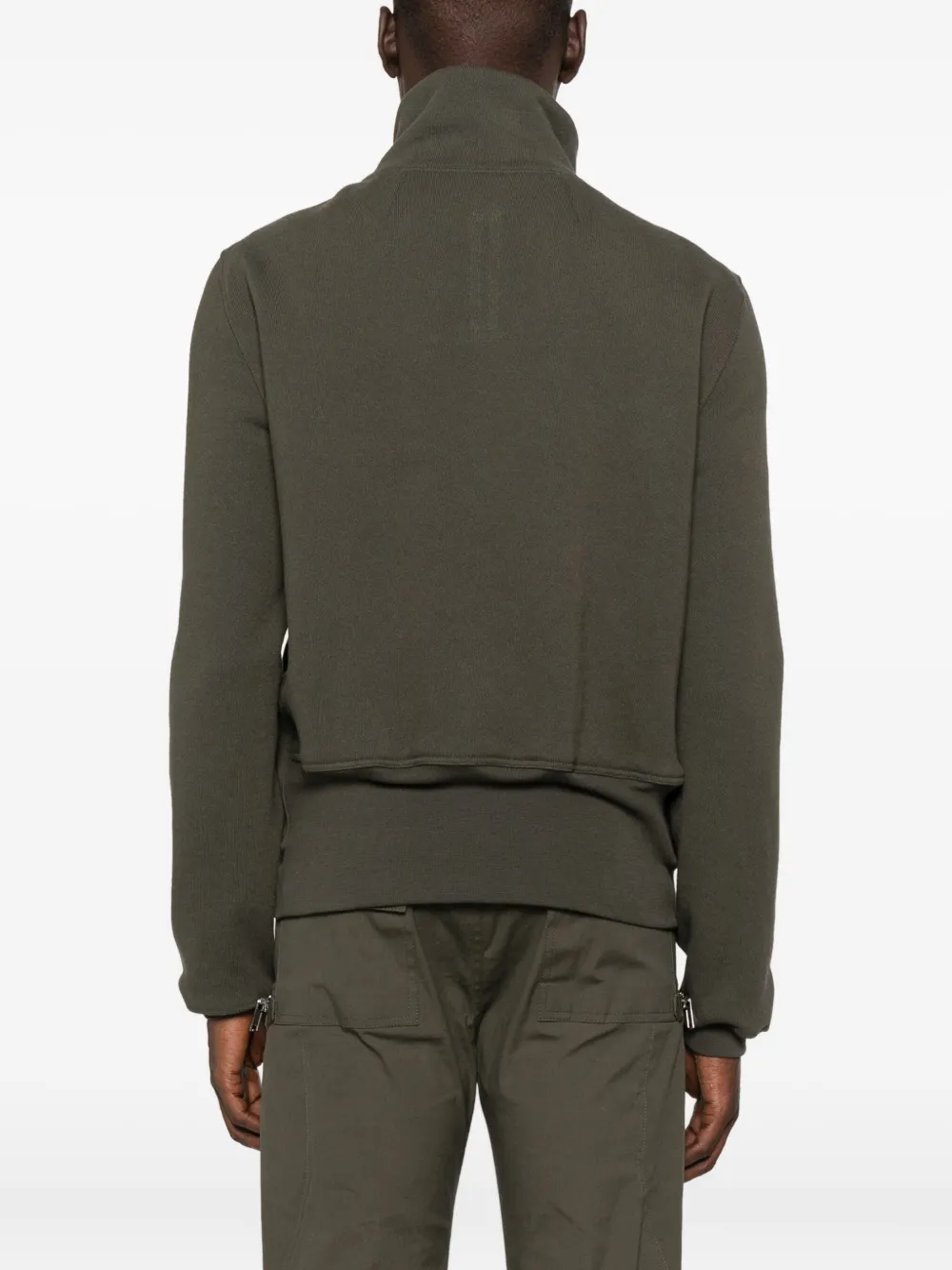 Rick Owens High-neck Zip-front Jacket In Green