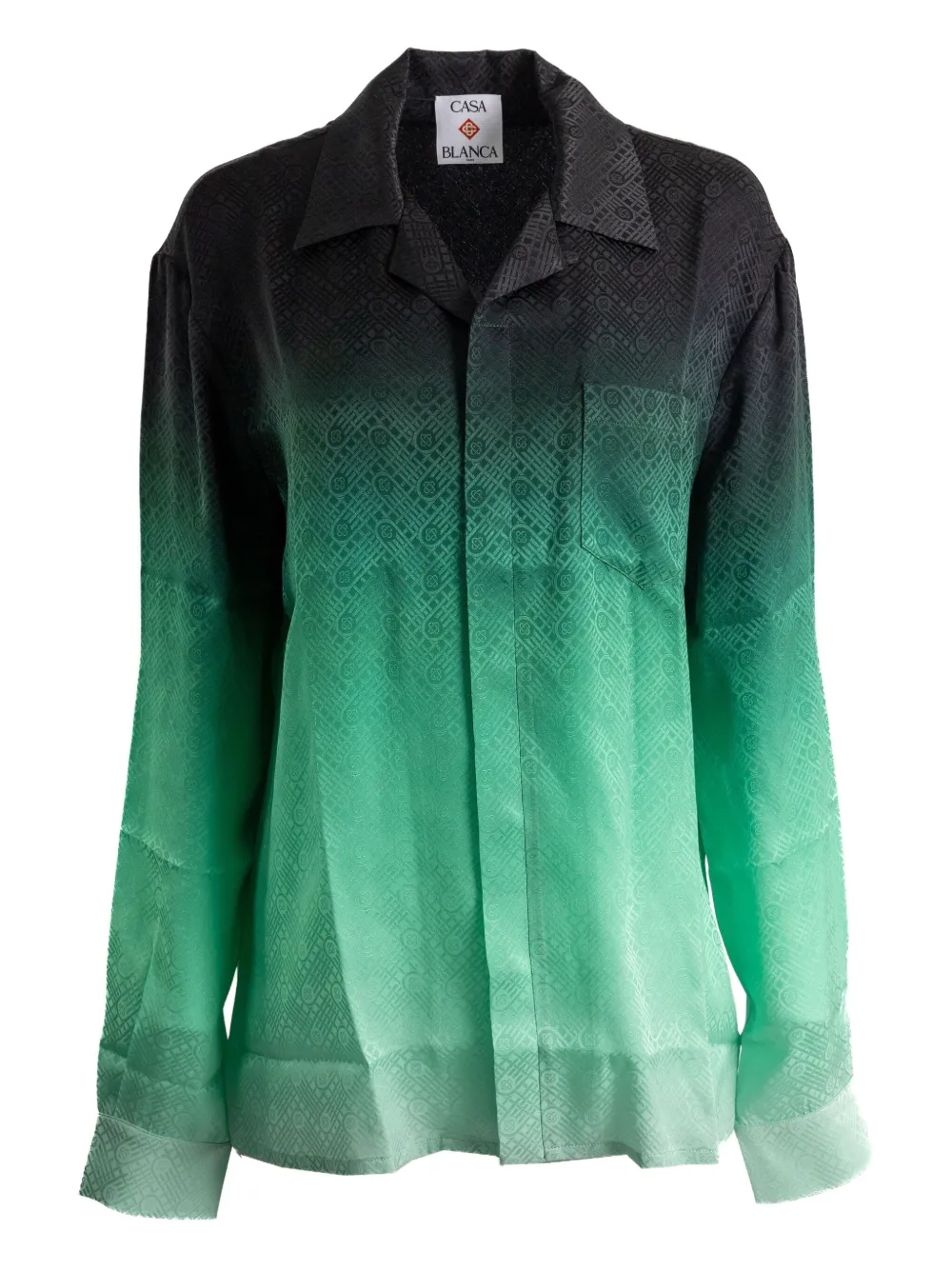Casablanca Blouse met geometrisch patroon en kleurverloop Groen