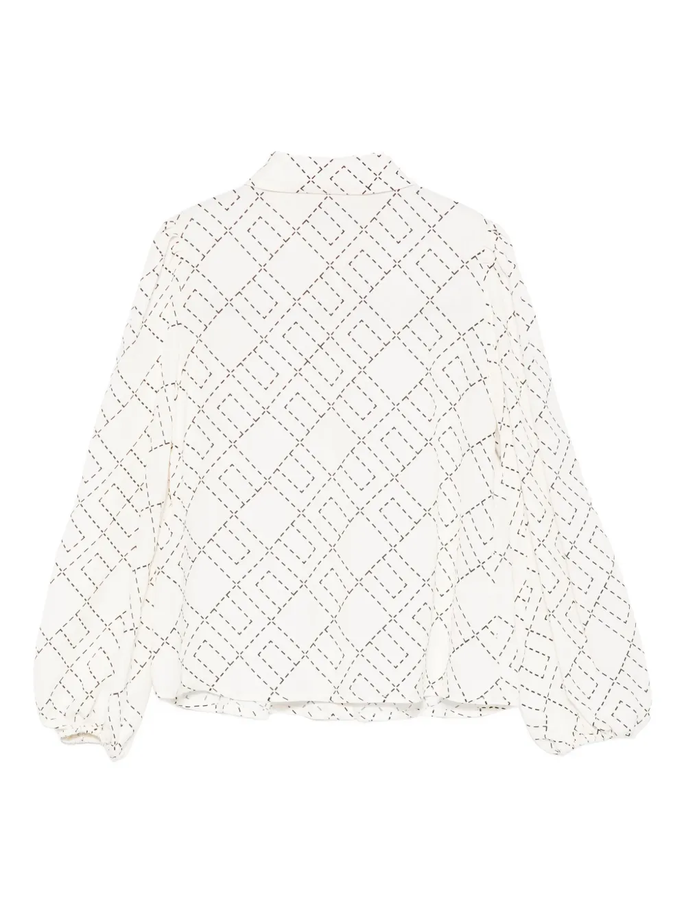 Elisabetta Franchi La Mia Bambina Shirt met geometrische print en ballonmouwen Beige