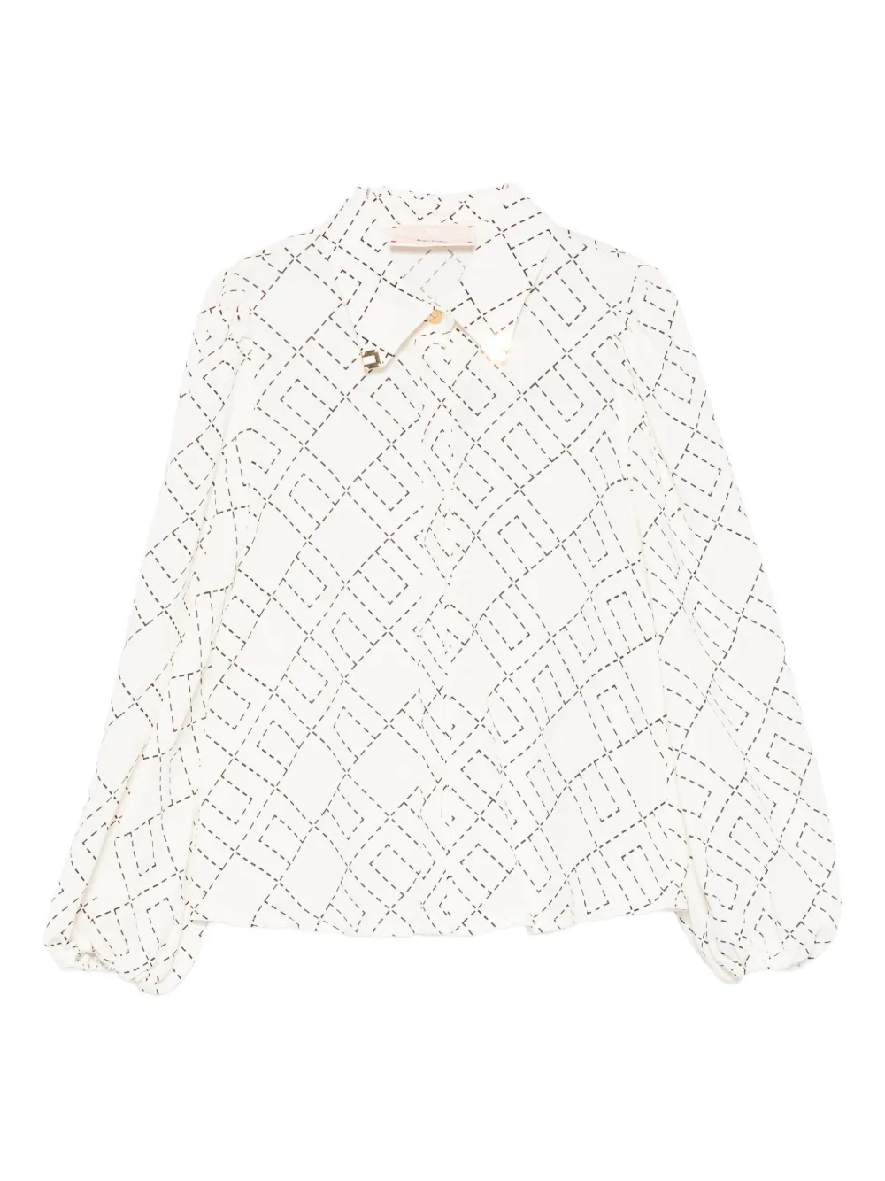 Elisabetta Franchi La Mia Bambina Shirt met geometrische print en ballonmouwen Beige