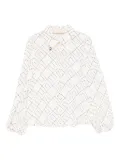 Elisabetta Franchi La Mia Bambina geometric-print balloon-sleeve blouse - Neutrals