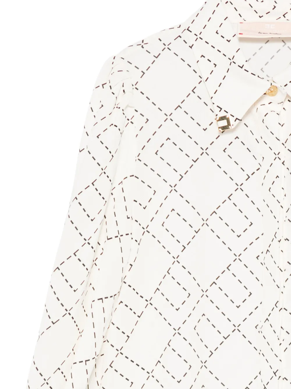 Elisabetta Franchi La Mia Bambina Shirt met geometrische print en ballonmouwen Beige