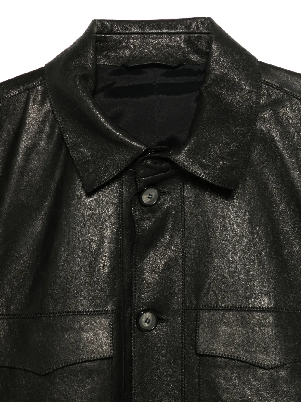 Giorgio Armani Leren jack met zak met knopen Zwart