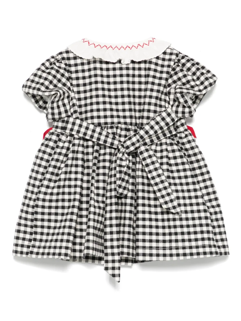La Stupenderia gingham check ribbon dress - Zwart