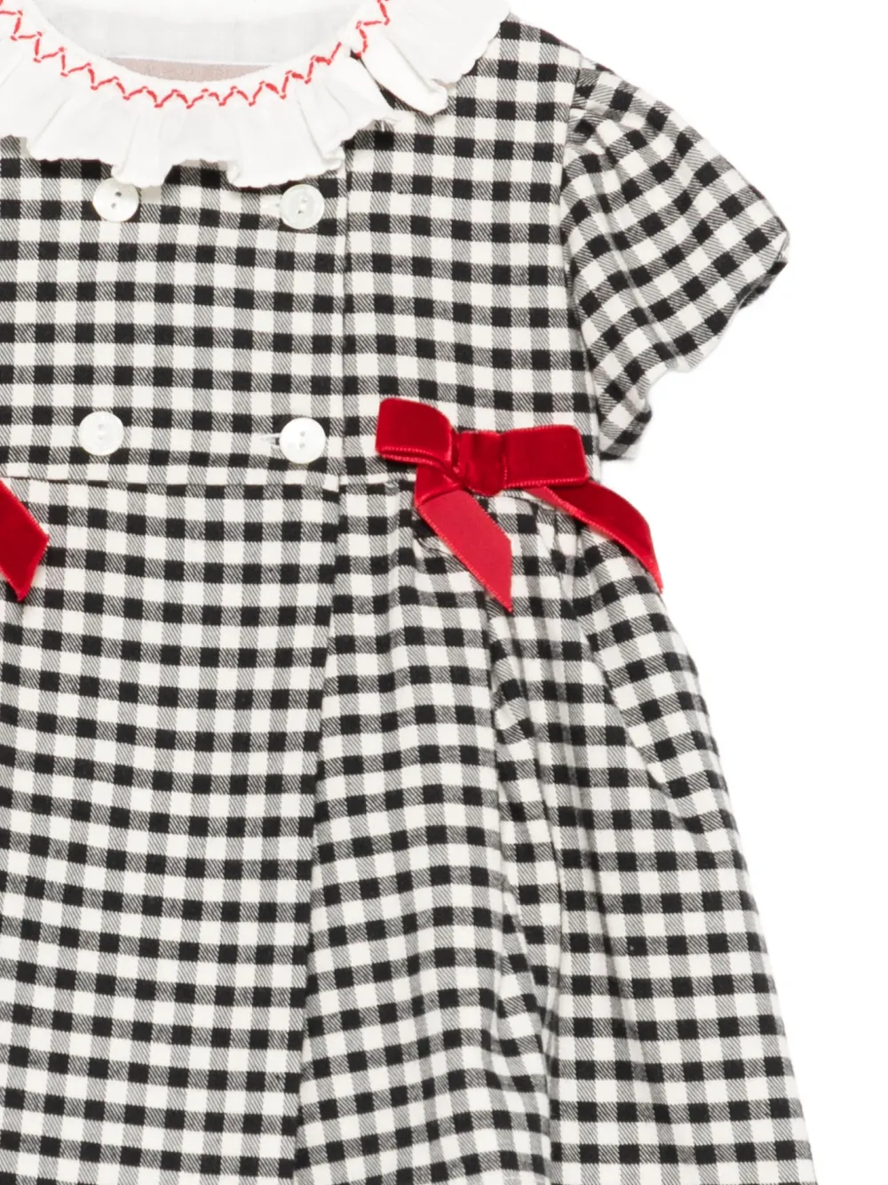 La Stupenderia gingham check ribbon dress Zwart