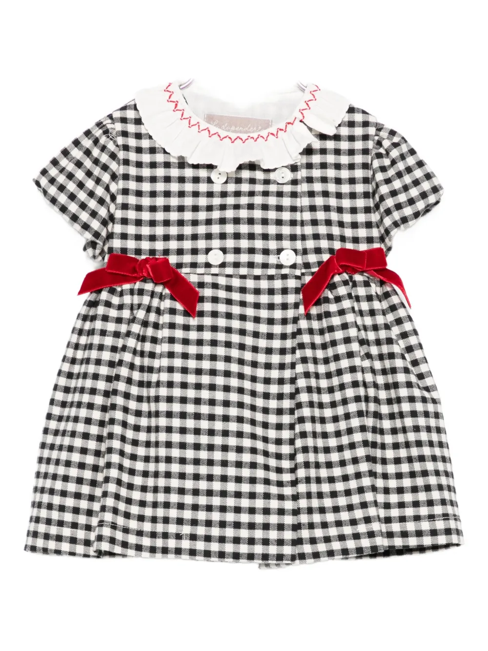 La Stupenderia gingham check ribbon dress Zwart
