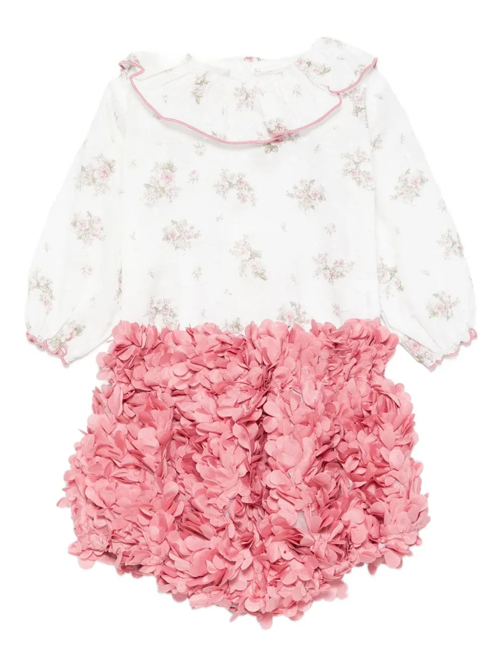 La Stupenderia floral-print ruffled bodies set (set of two) - ホワイト La Stupenderia floral-print ruffled bodies set (set of two) - ホワイト