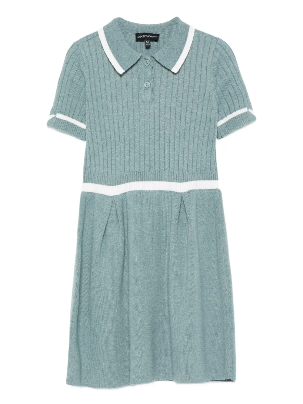 Emporio Ar i Kids ribbed polo-neck dress Blauw