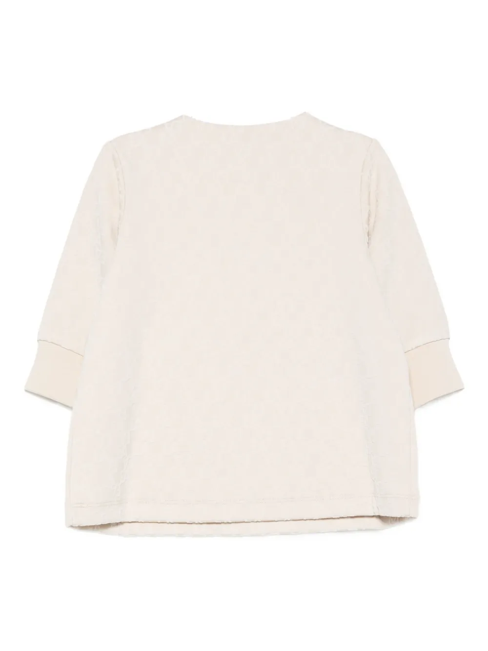 Emporio Armani Kids button-detailed all-over flocked logo dress - Beige