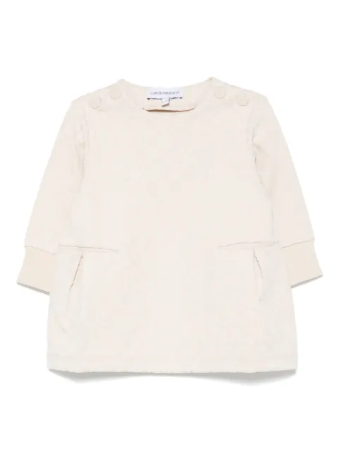 Emporio Armani Kids button-detailed all-over flocked logo dress