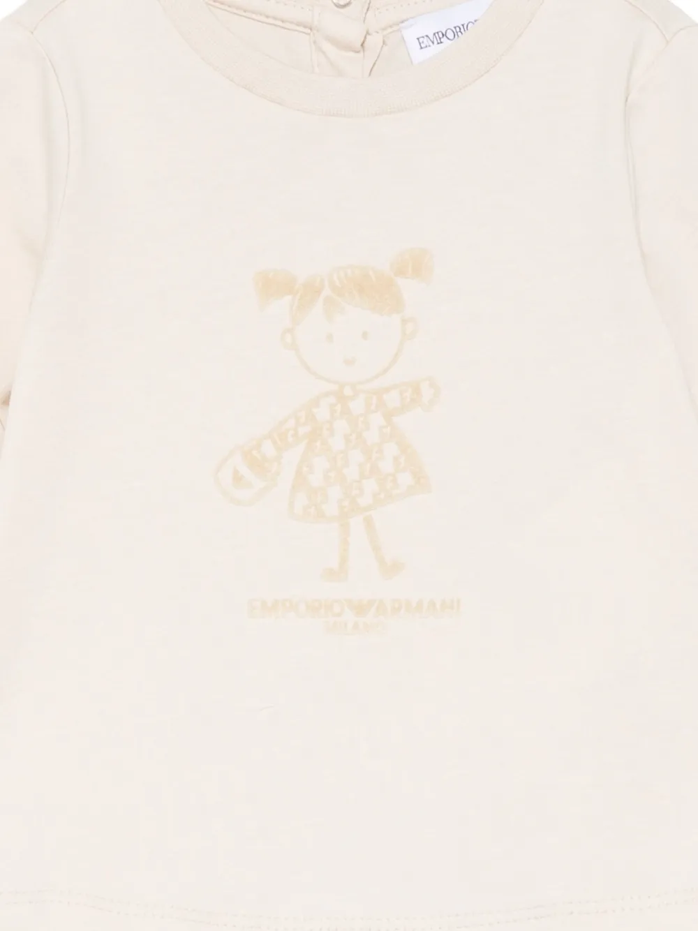 Emporio Armani Kids girl-graphic long-sleeve top Beige