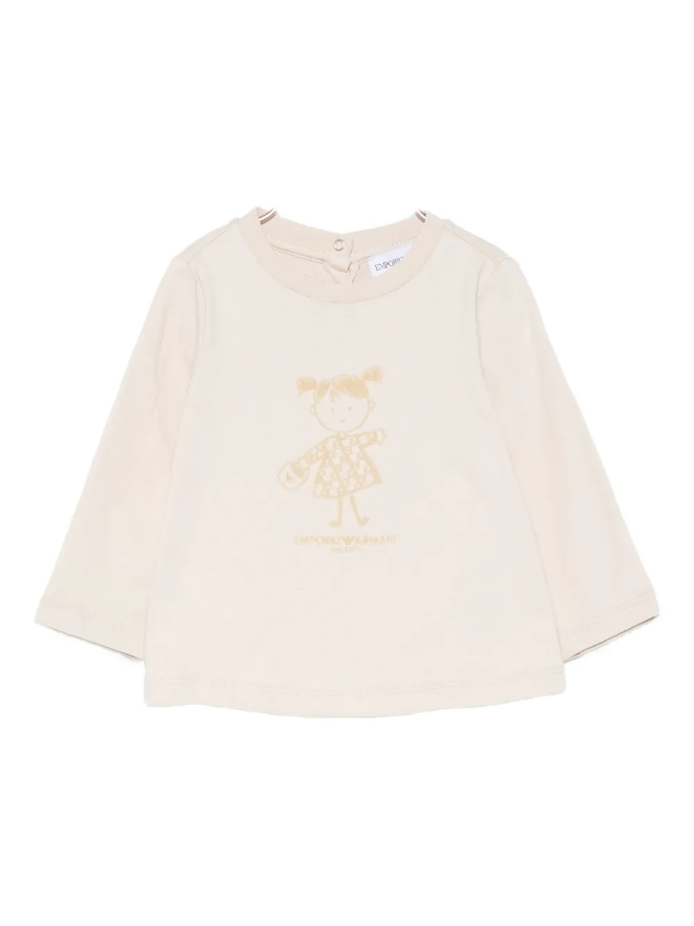 Emporio Ar i Kids girl-graphic long-sleeve top Beige