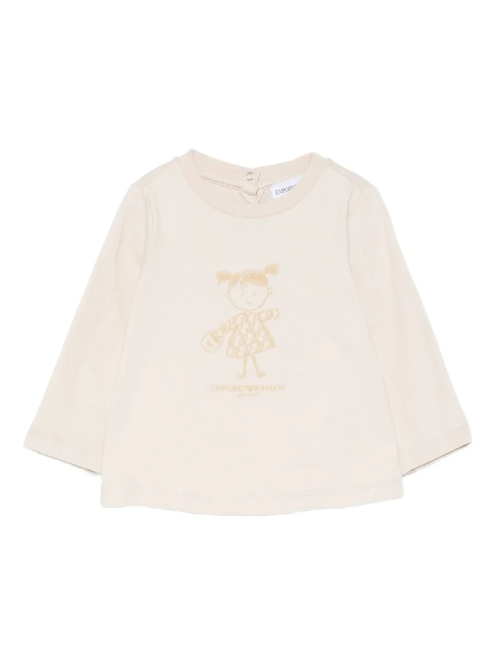 Emporio Ar i Kids Top met lange mouwen en print Beige