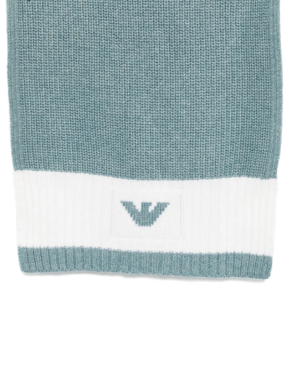 Emporio Armani Kids logo-detail ribbed hat scarf set - Blauw