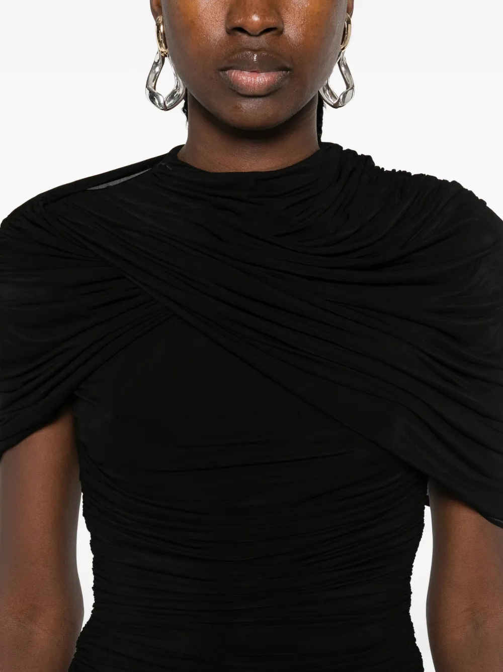 Magda Butrym draped pleated mini dress Zwart