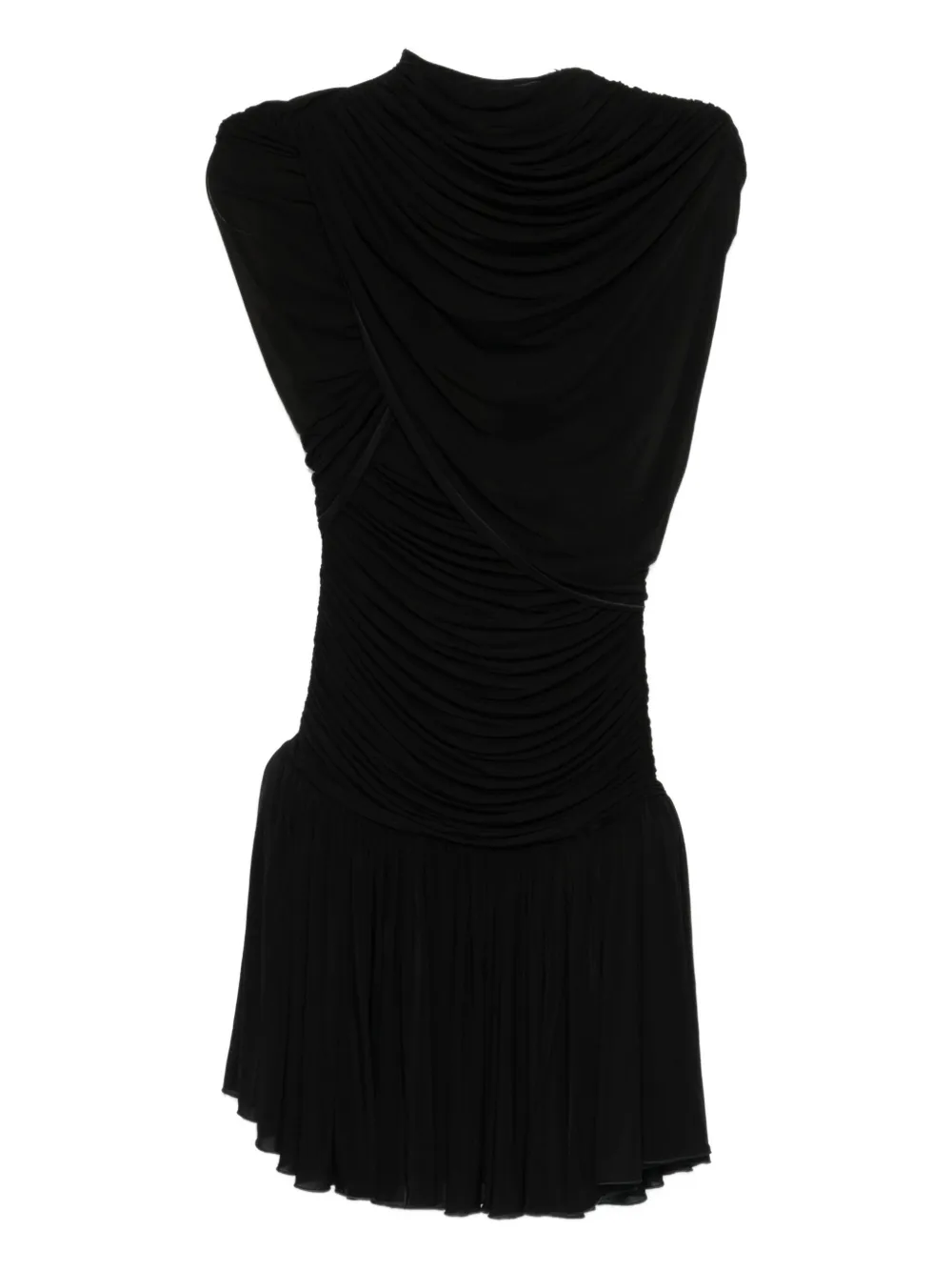Magda Butrym draped pleated mini dress Zwart