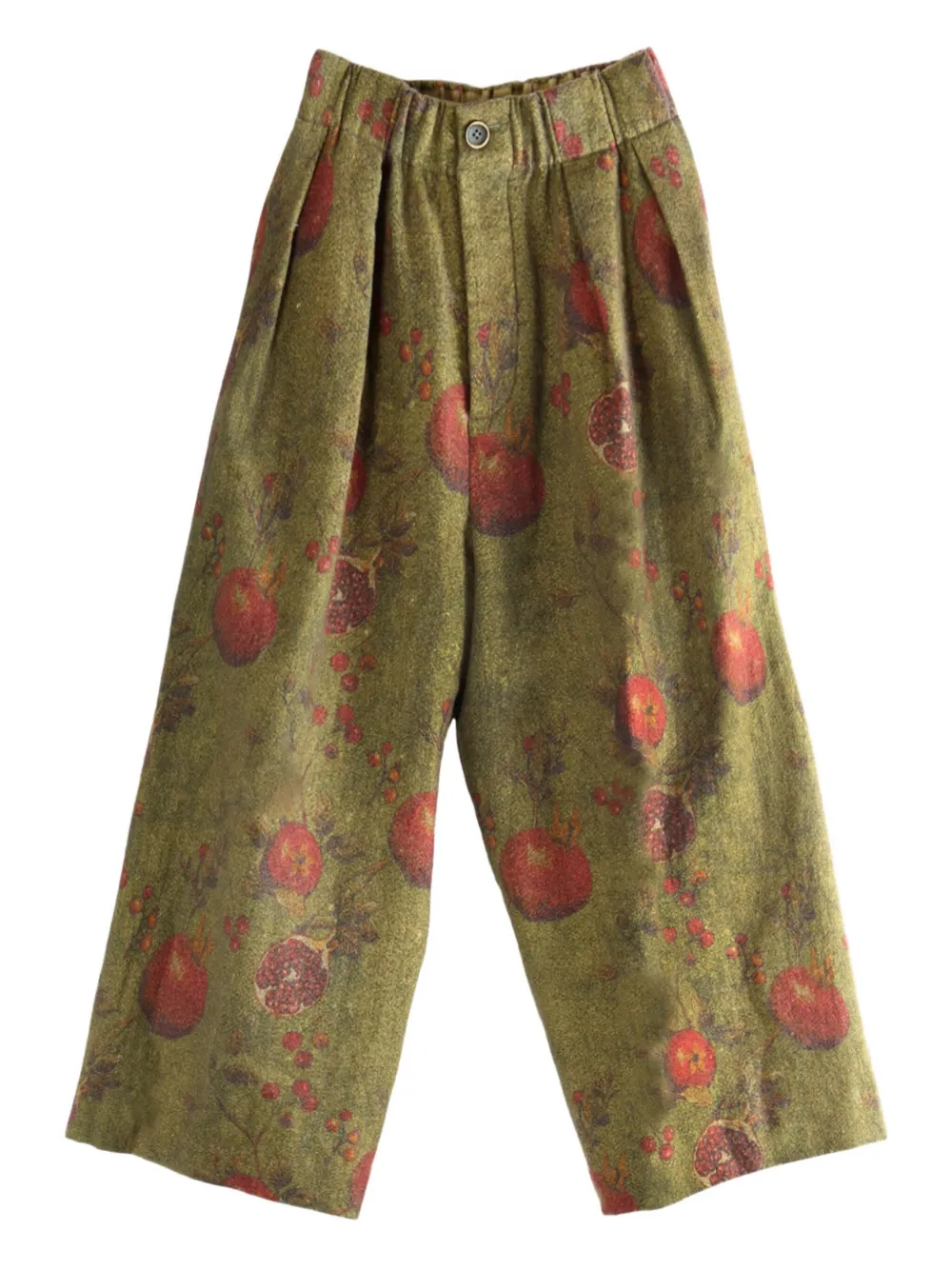 Uma Wang pleated fruit-print palazzo pants Groen