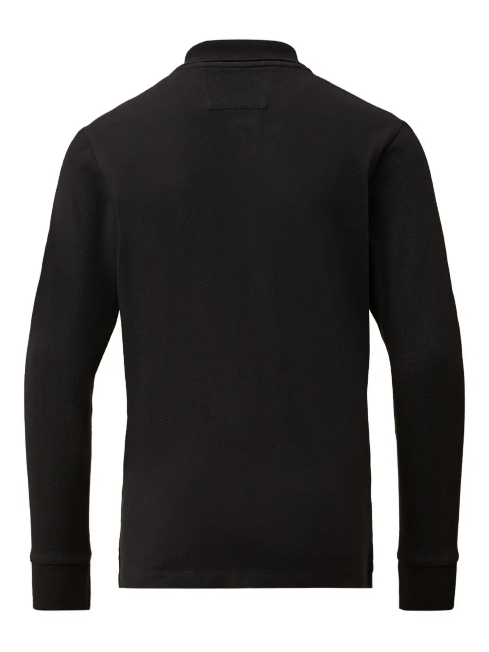 C.p. Company Logo-patch Long-sleeve Polo Shirt In Black