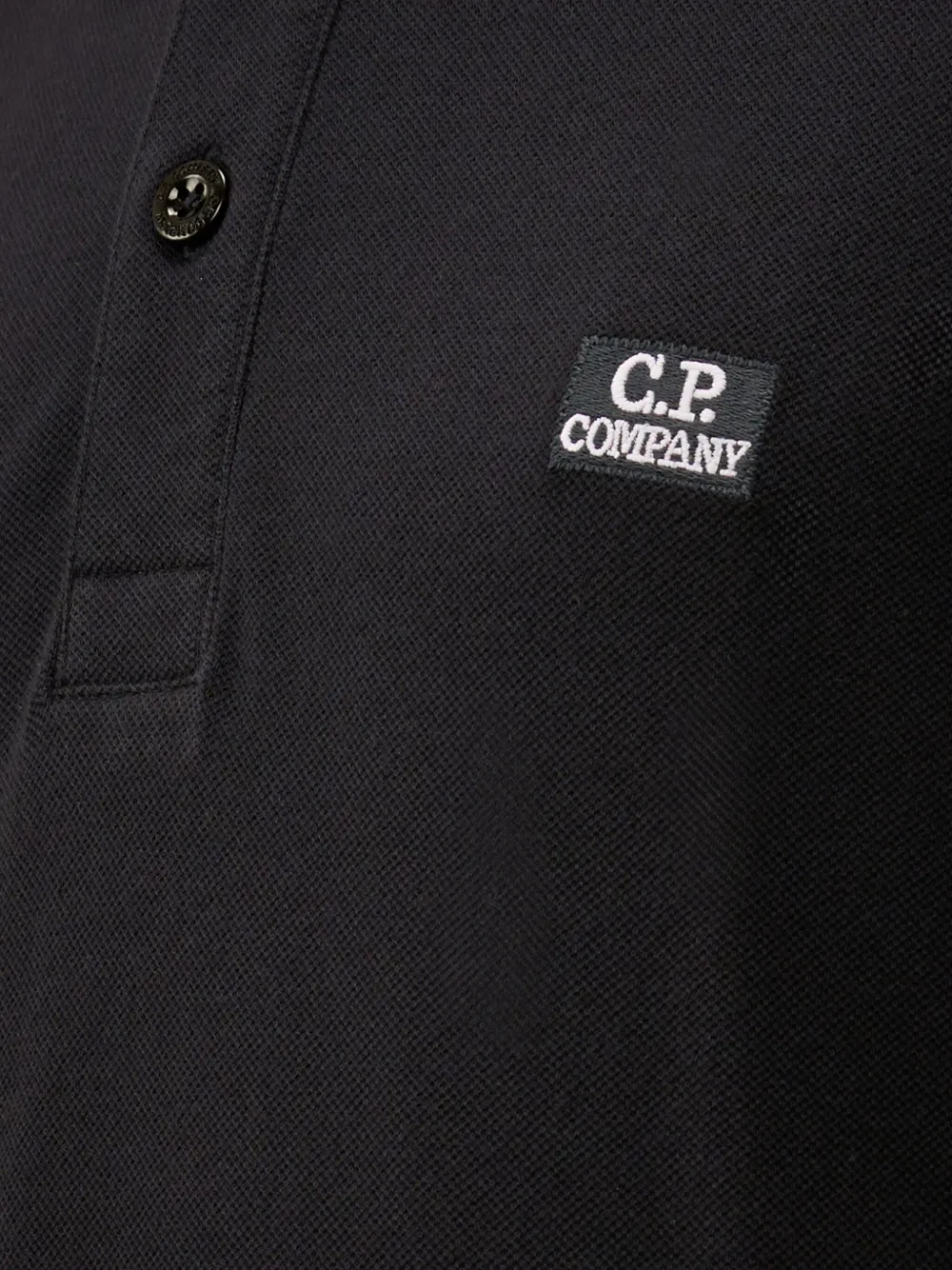C.p. Company Logo-patch Long-sleeve Polo Shirt In Black
