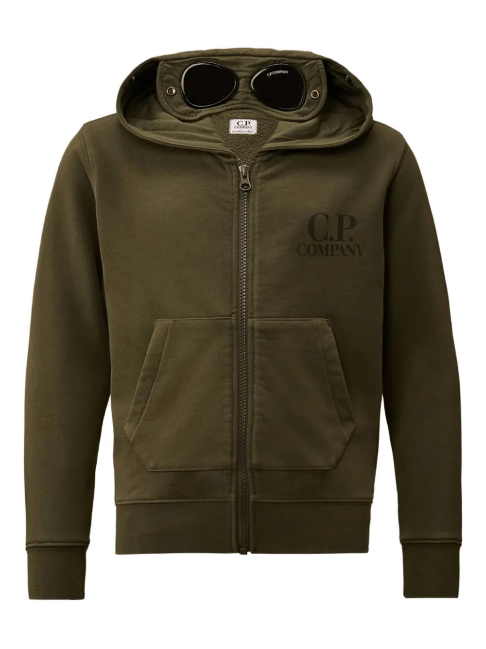 C.P. Company Kids goggle-detail zip-up hoodie - Verde