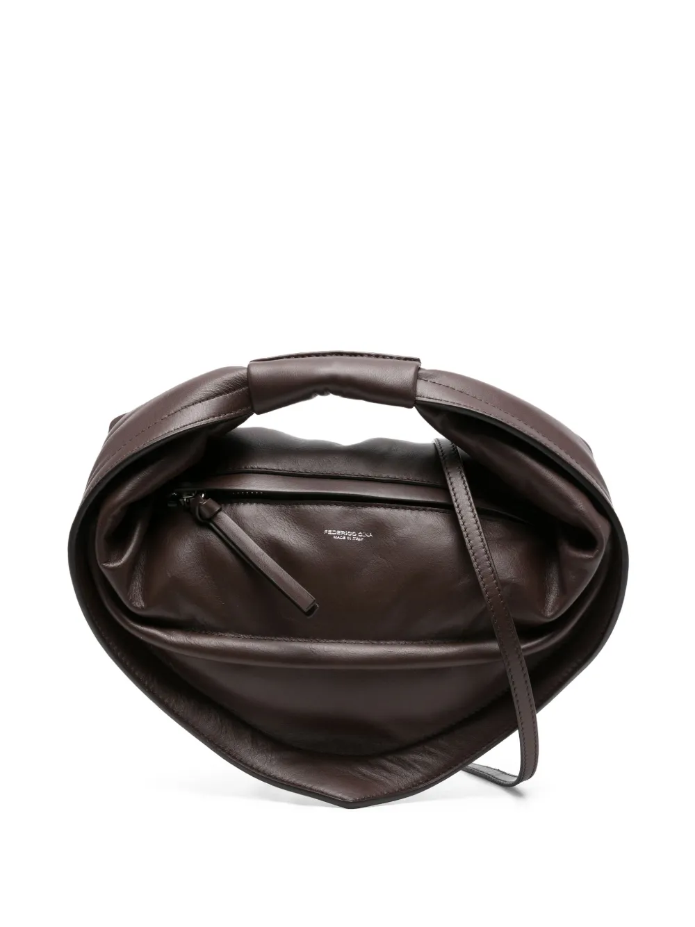FEDERICO CINA Tortellino leren shopper Bruin