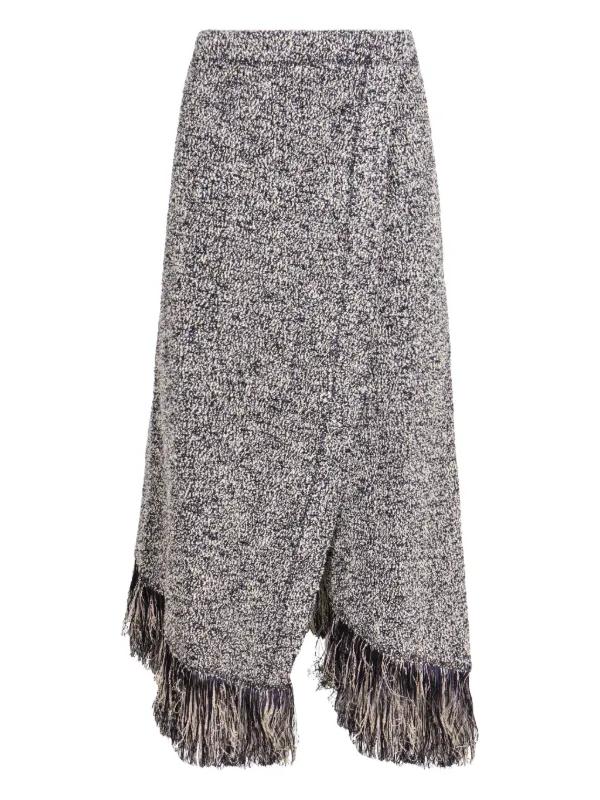 Rabanne Fringed Asymmetric Skirt in Blue