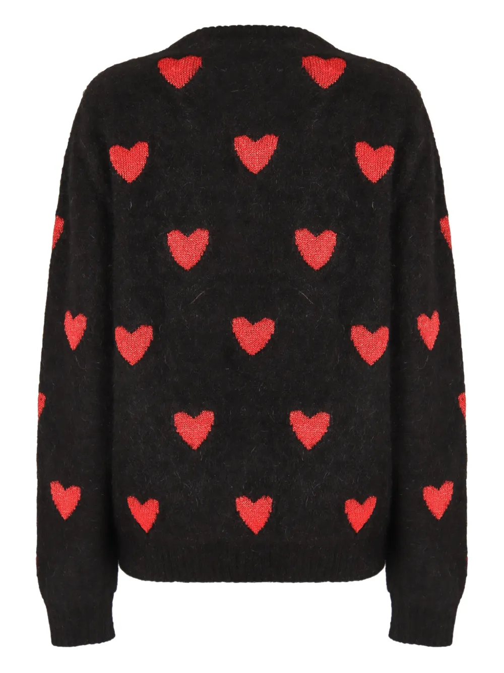 Valentino Garavani heart-pattern ribbed sweater Zwart